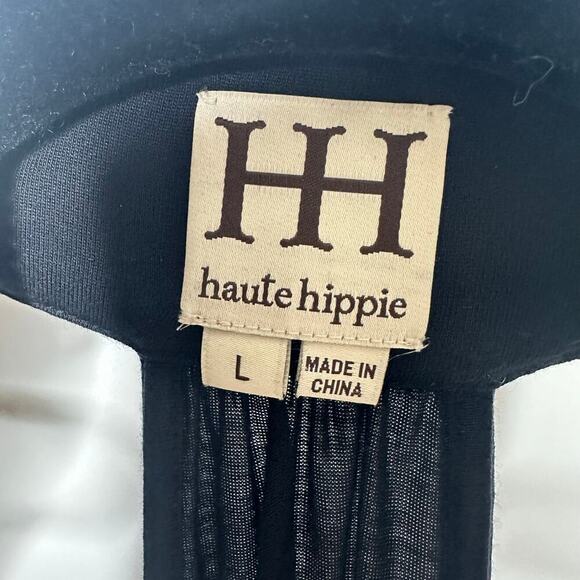 Haute Hippie Draped Jersey Link Tank Women's Black Size Large - Picture 5 of 6